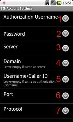 SIP настройки за Android